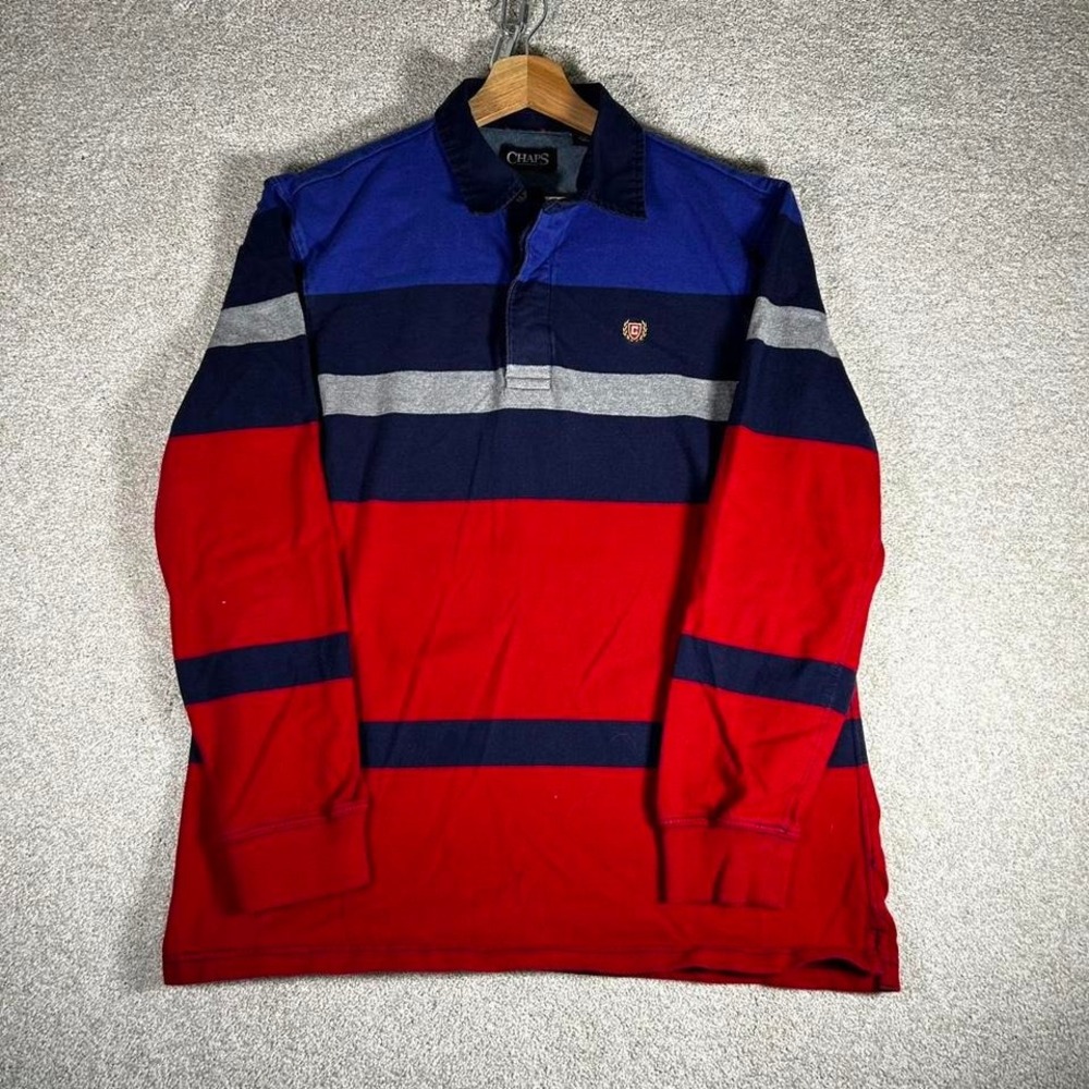 Vintage Chaps Ralph Lauren multicolor striped preppy long sleeve rugby polo